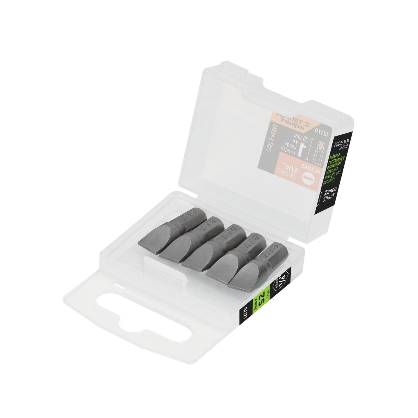 PUDE-3131 Estuche con 5 puntas planas de 5/16" largo 1", Truper Expert