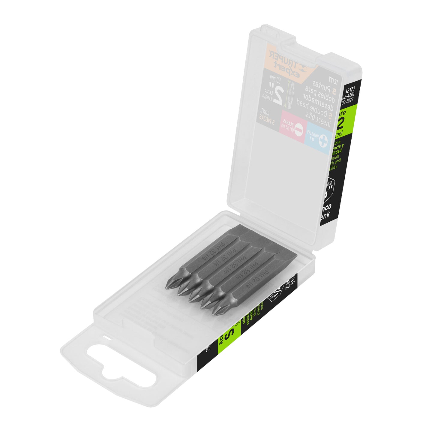 PUDE-4201 Estuche con 5 puntas dobles PH1 y 1/4" largo 2", Expert