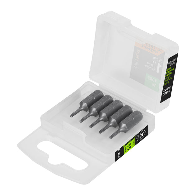 PUDE-5106 Estuche con 5 puntas torx T6 largo 1", Truper Expert