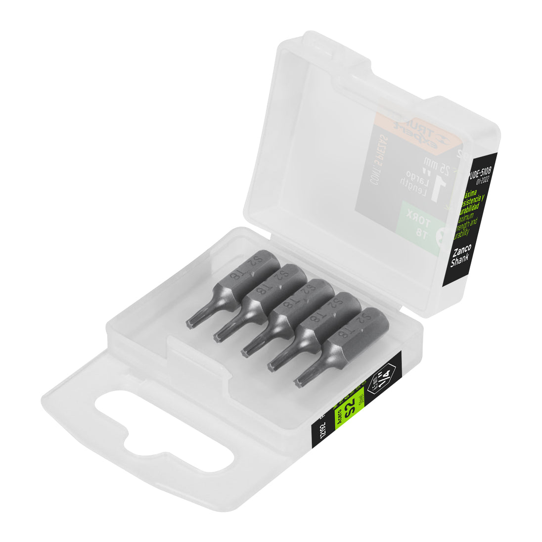 PUDE-5108 Estuche con 5 puntas torx T8 largo 1", Truper Expert