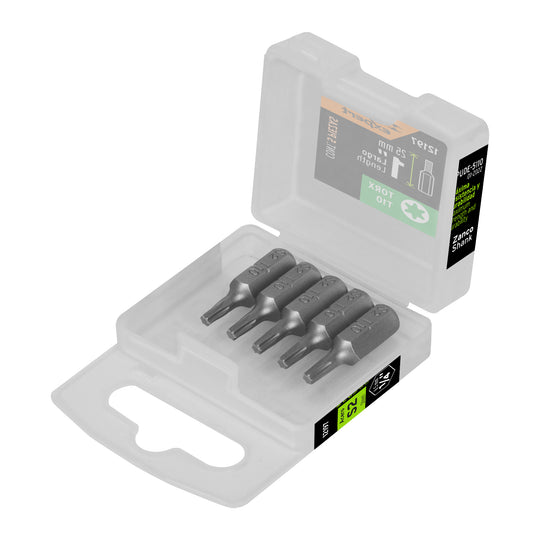 PUDE-5110 Estuche con 5 puntas torx T10 largo 1", Truper Expert