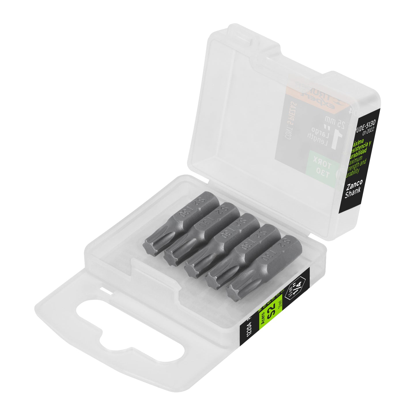 PUDE-5130 Estuche con 5 puntas torx T30 largo 1", Truper Expert