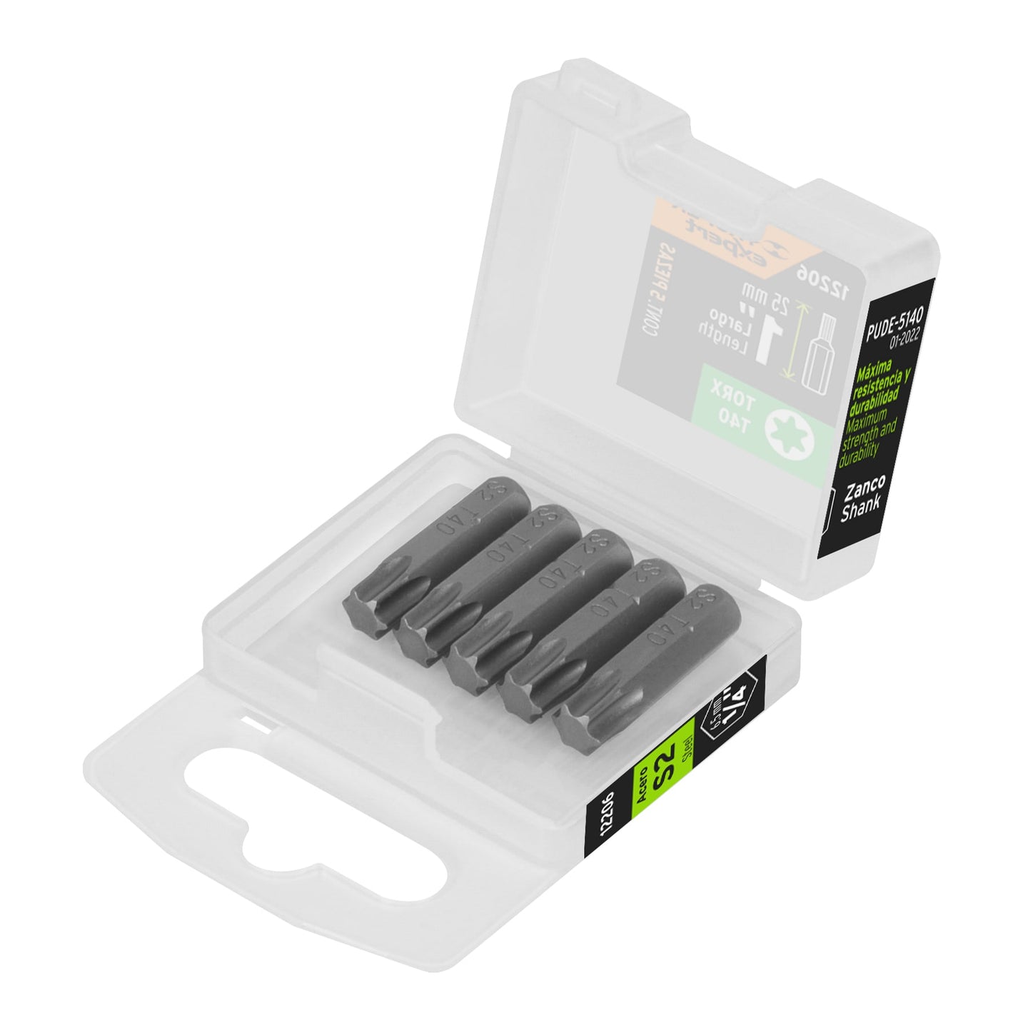 PUDE-5140 Estuche con 5 puntas torx T40 largo 1", Truper Expert
