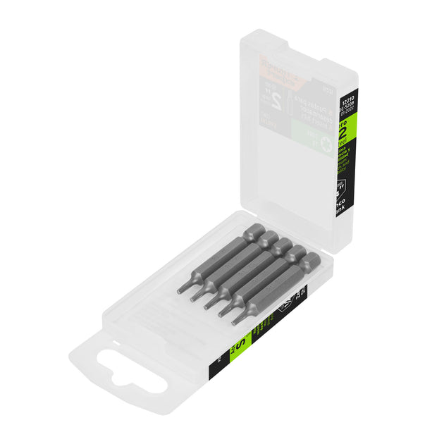 PUDE-5208 Estuche con 5 puntas torx T8 largo 2", Truper Expert