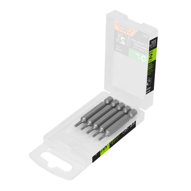 PUDE-5209 Estuche con 5 puntas torx T9 largo 2", Truper Expert