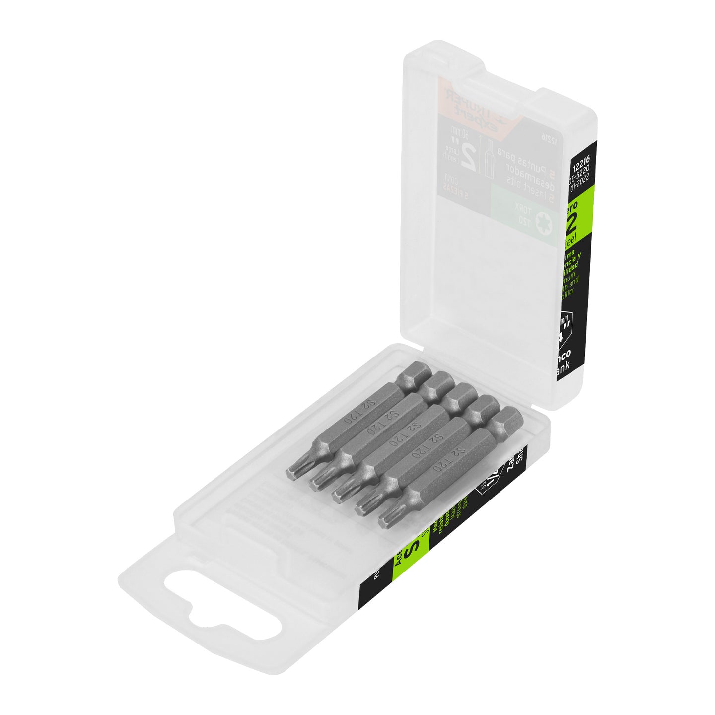 PUDE-5220 Estuche con 5 puntas torx T20 largo 2", Truper Expert