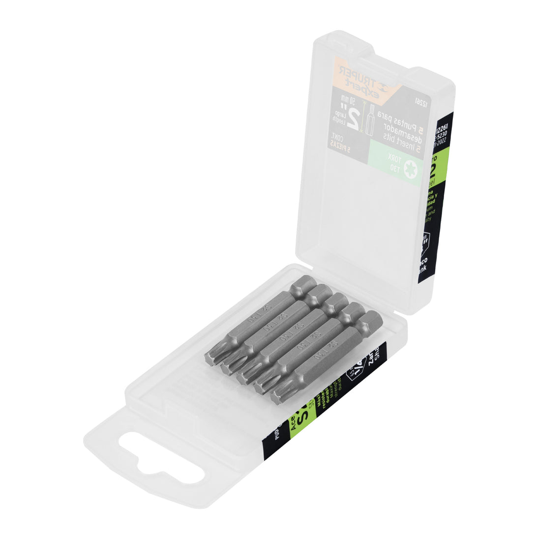 PUDE-5230 Estuche con 5 puntas torx T30 largo 2", Truper Expert
