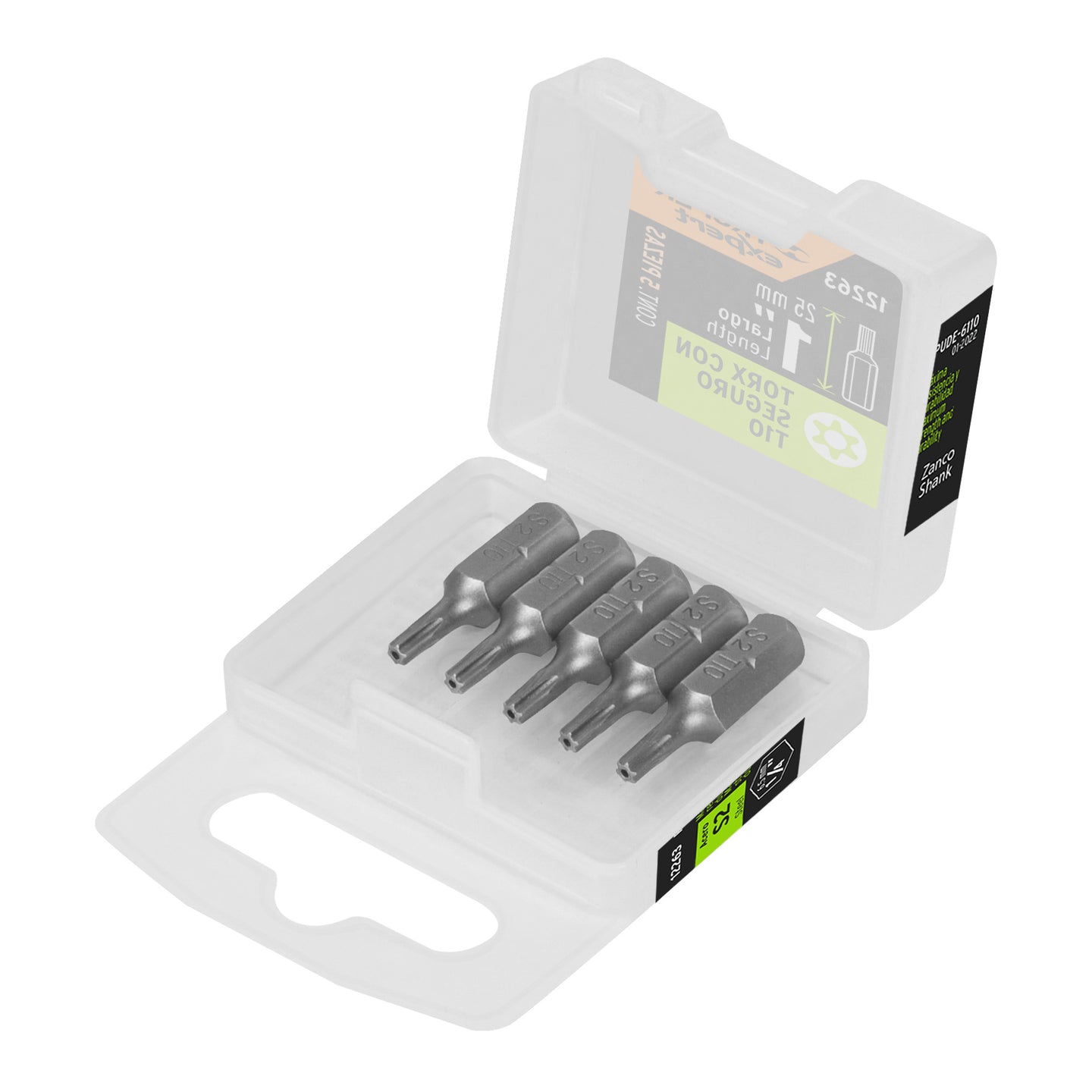PUDE-6110 Estuche con 5 puntas torx T10 con seguro largo 1", Expert