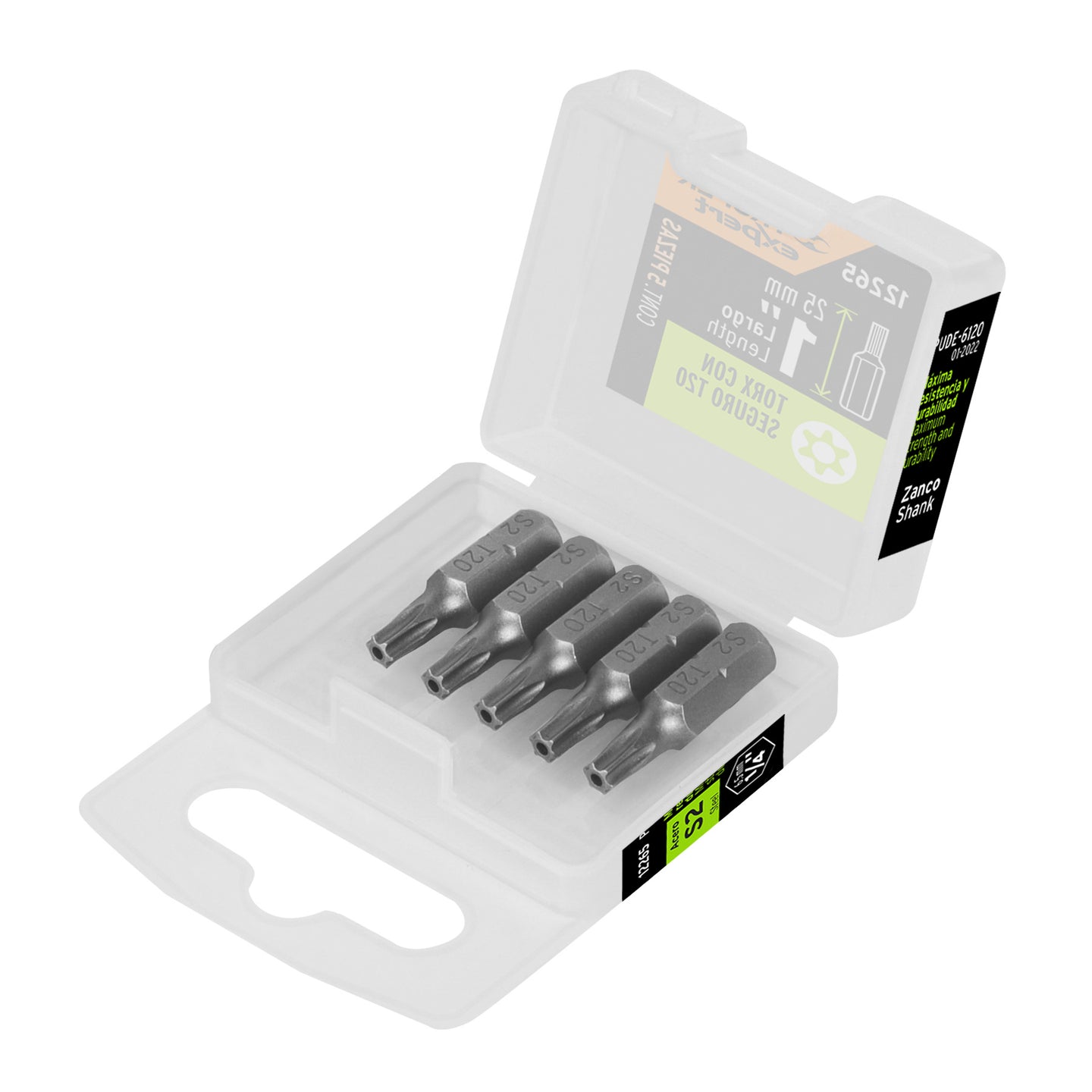 PUDE-6120 Estuche con 5 puntas torx T20 con seguro largo 1", Expert