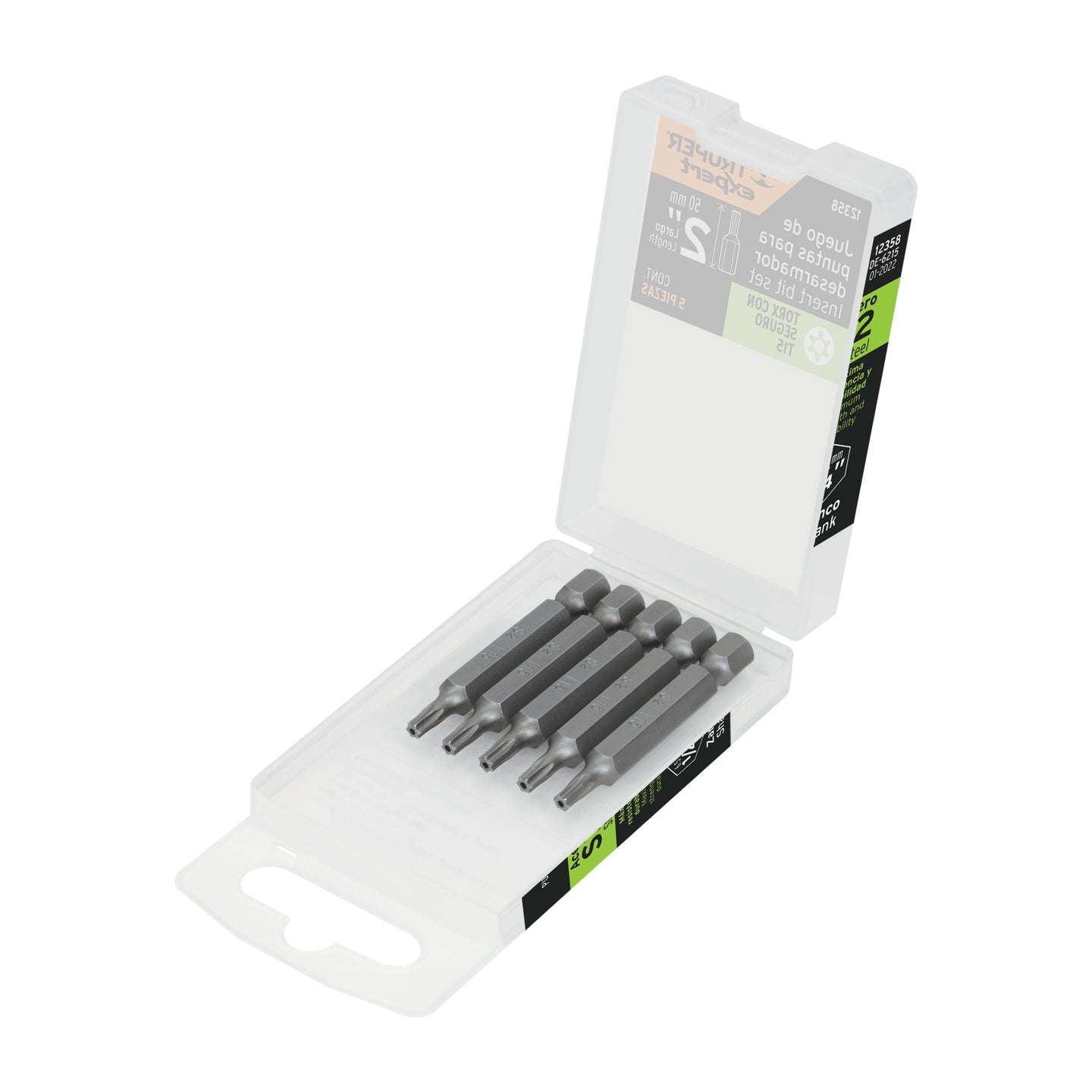 PUDE-6215 Estuche con 5 puntas torx T15 con seguro largo 2", Expert