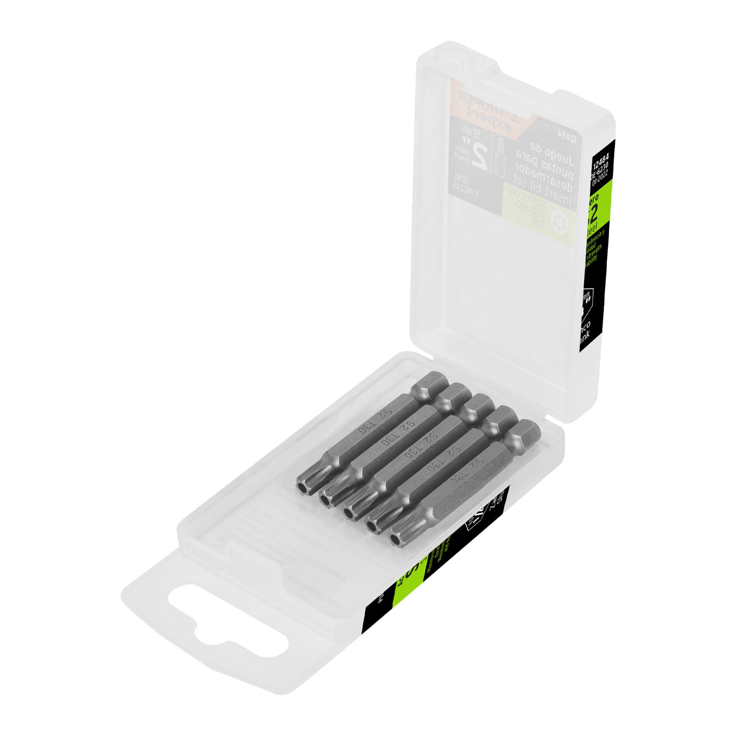 PUDE-6230 Estuche con 5 puntas torx T30 con seguro largo 2", Expert