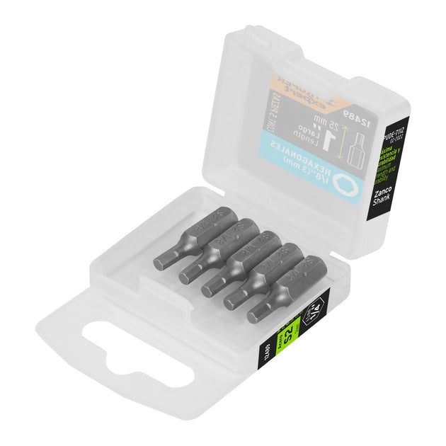 PUDE-7112 Estuche con 5 puntas hexagonales de 1/8mm largo 1", Expert