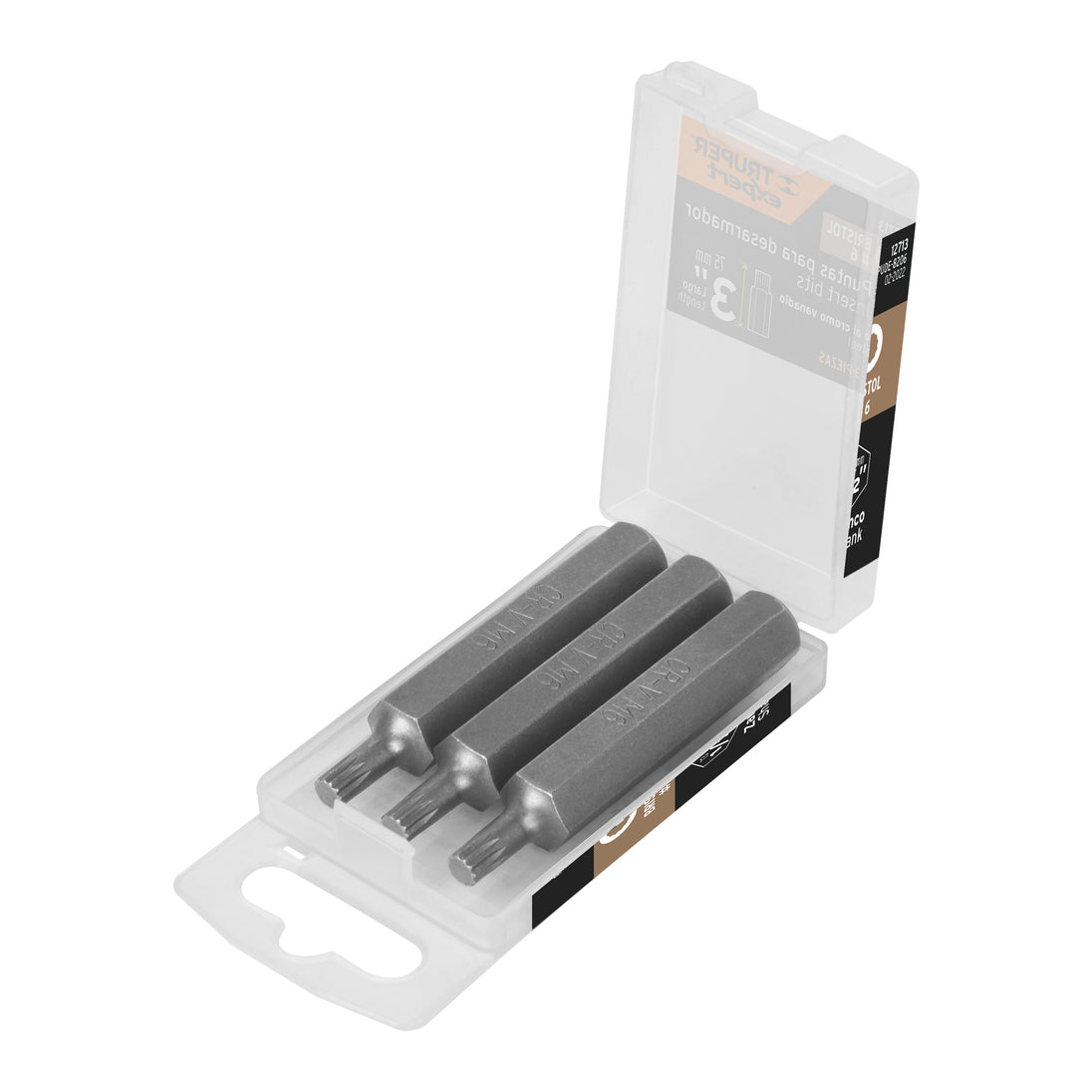 PUDE-8206 Estuche con 3 puntas bristol M6 largo 3", Truper Expert