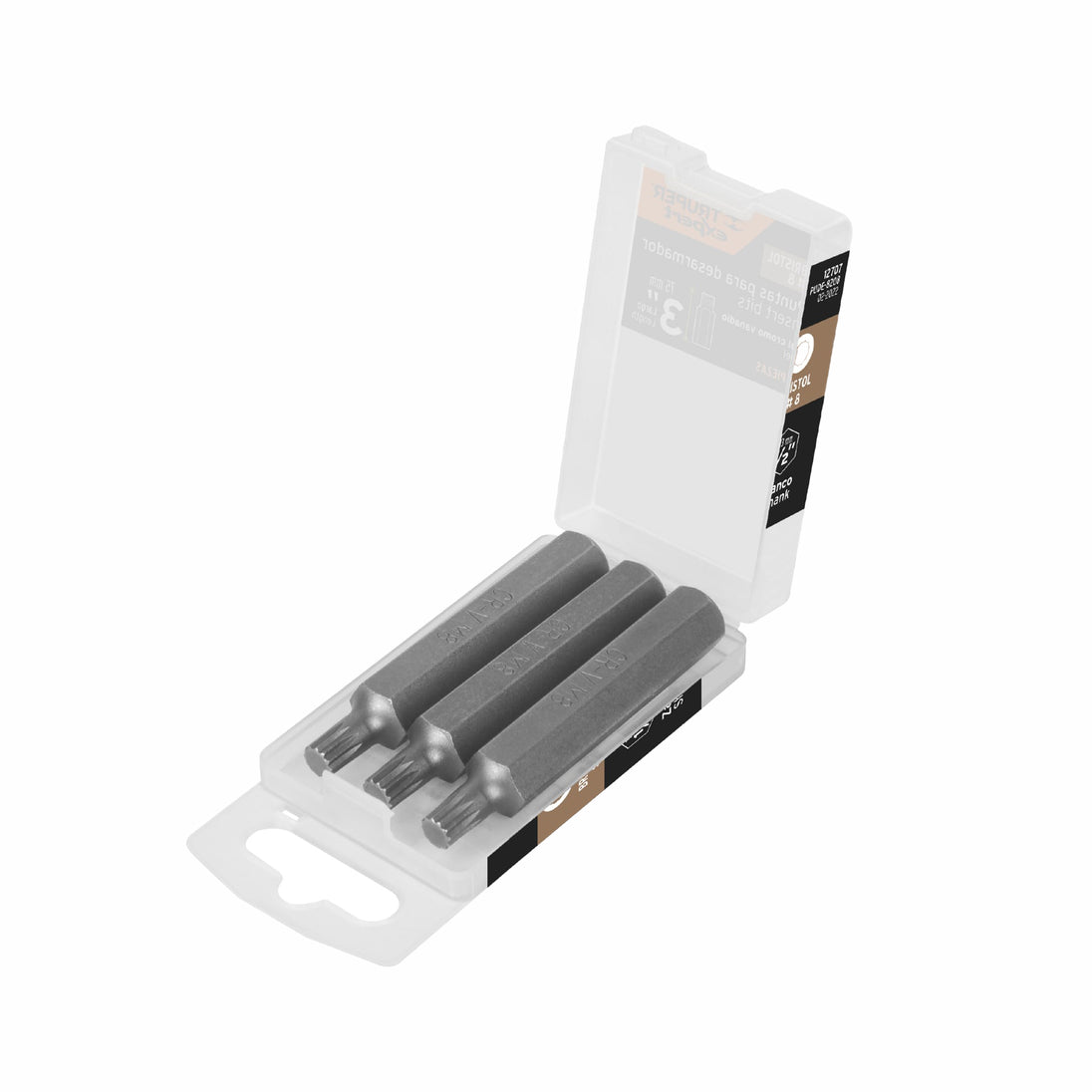 PUDE-8208 Estuche con 3 puntas bristol M8 largo 3", Truper Expert