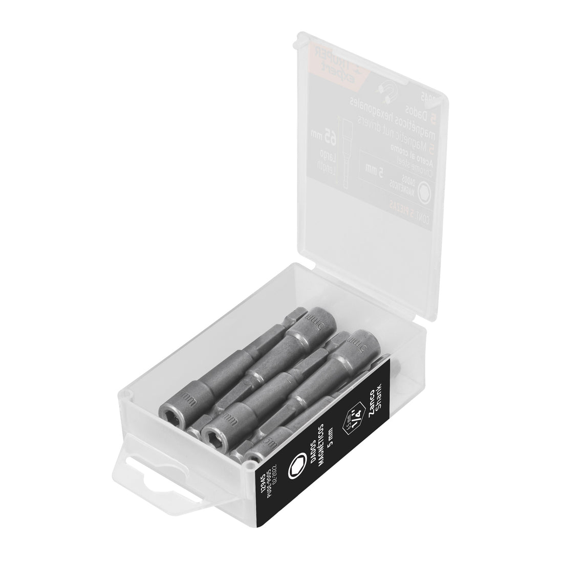 PUDE-9005 Estuche con 5 dados magnéticos de 5 mm largo 2-1/2", Expert