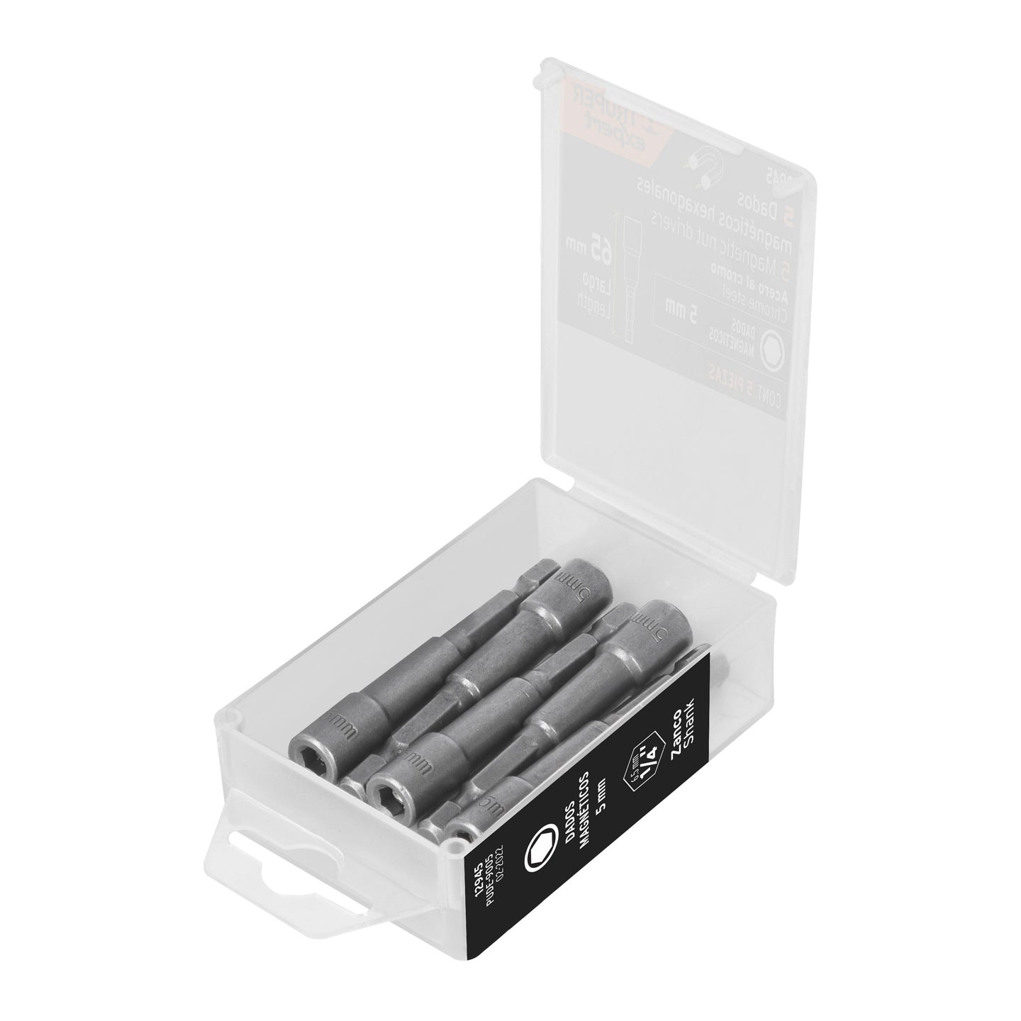 PUDE-9005 Estuche con 5 dados magnéticos de 5 mm largo 2-1/2", Expert