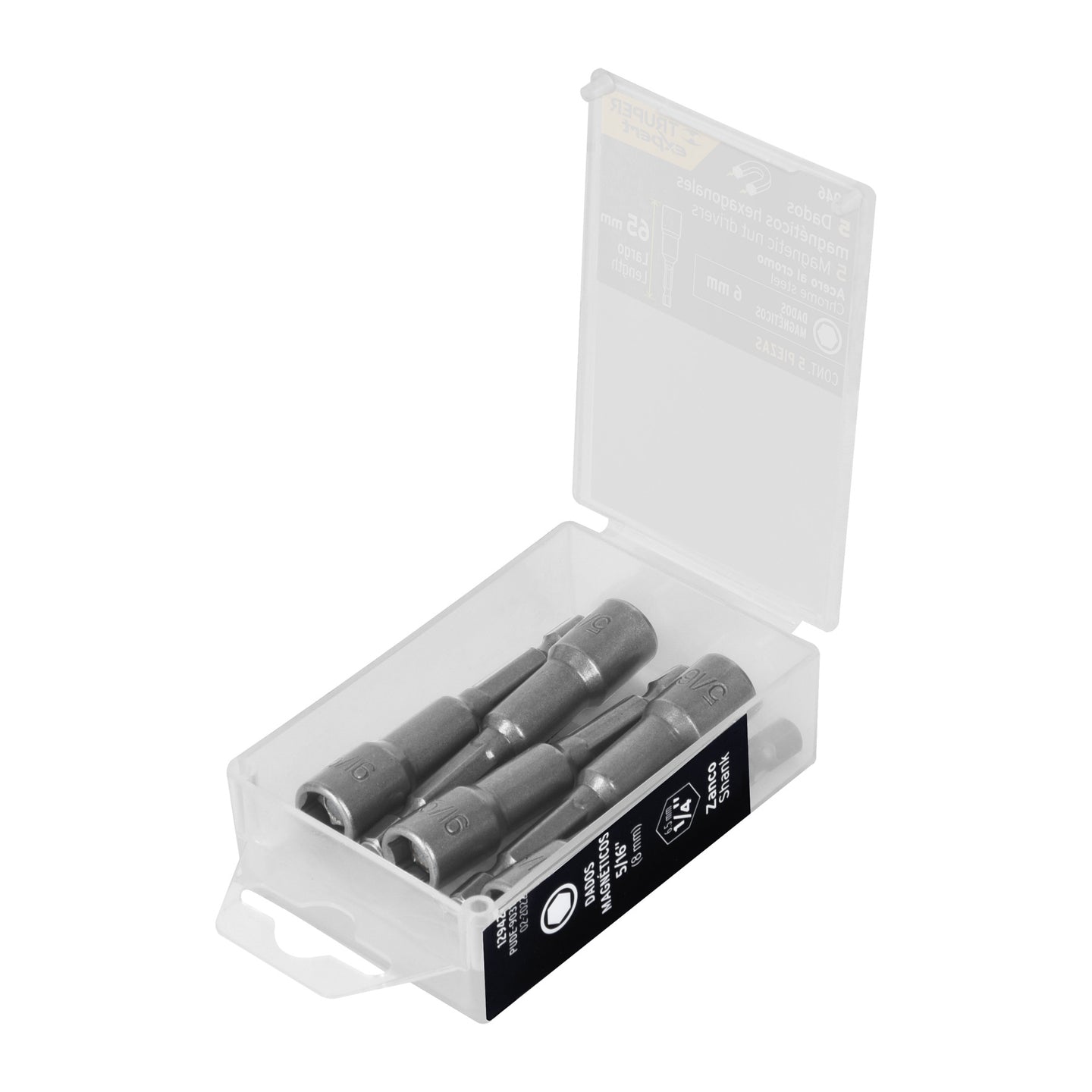 PUDE-9006 Estuche con 5 dados magnéticos de 6 mm largo 2-1/2", Expert
