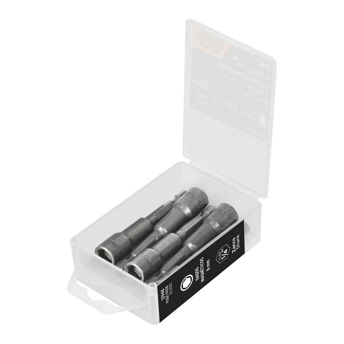 PUDE-9008 Estuche con 5 dados magnéticos de 8 mm largo 2-1/2", Expert