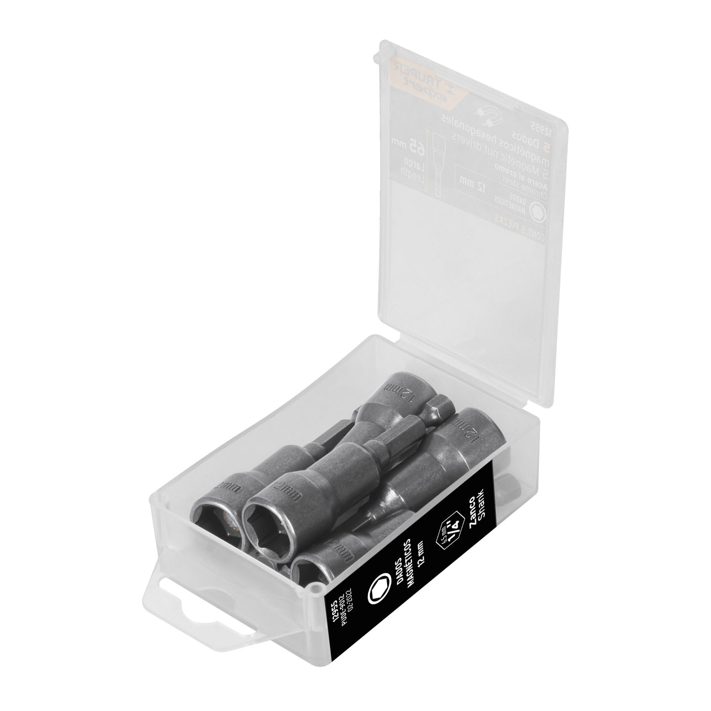 PUDE-9012 Estuche con 5 dados magnéticos de 12 mm largo 2-1/2", Expert