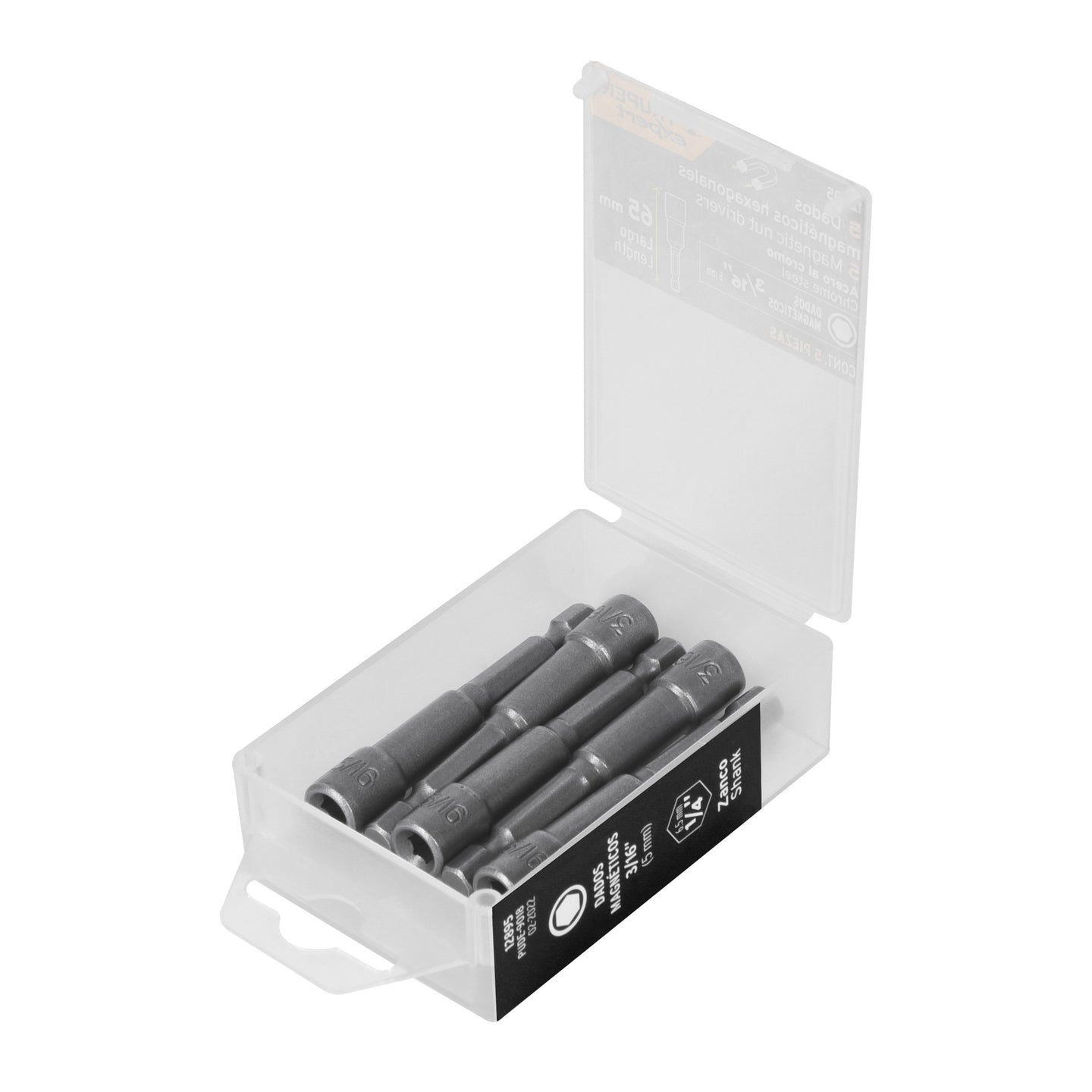 PUDE-9018 Estuche con 5 dados magnéticos de 3/16" largo 2-1/2", Expert