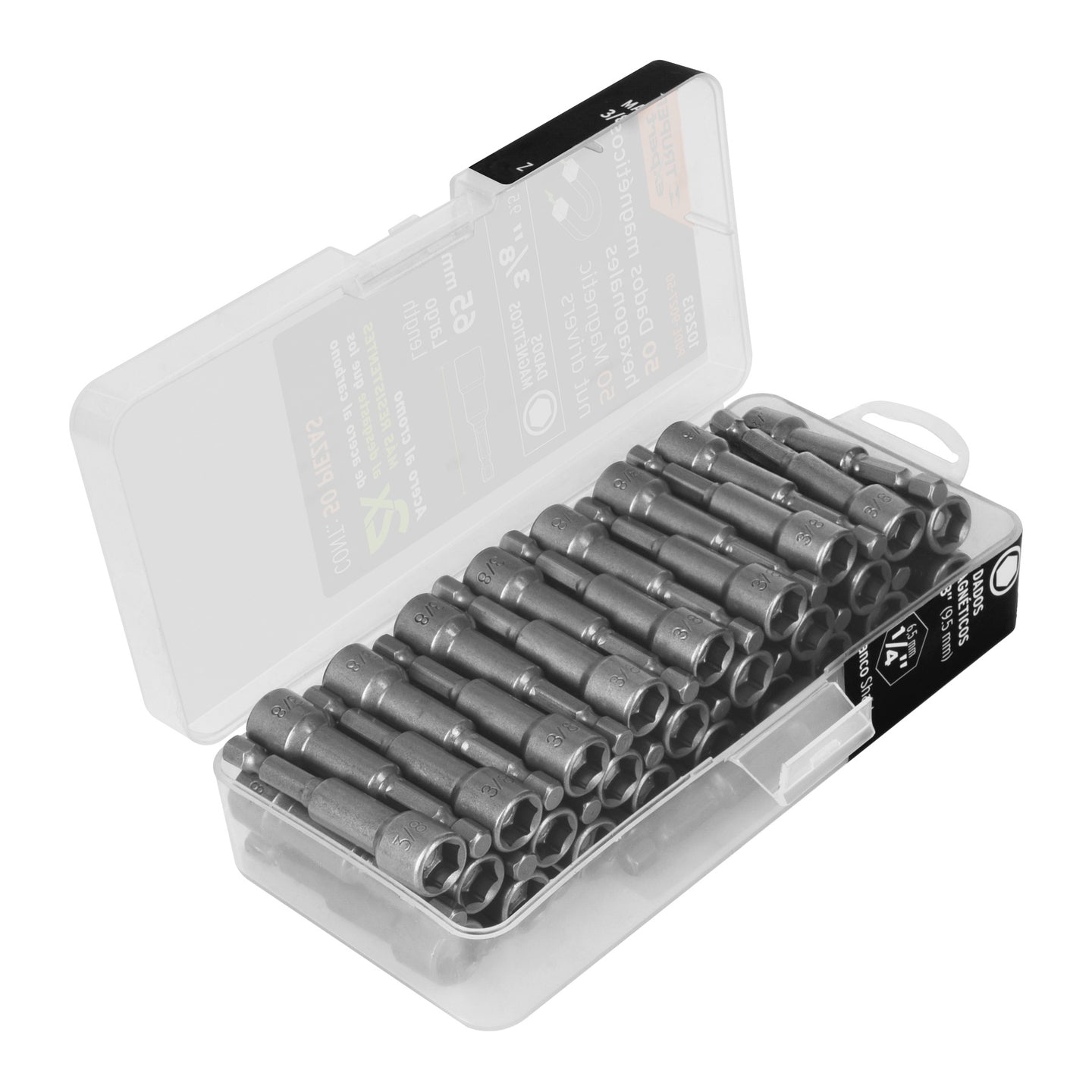 PUDE-9027-50 Estuche con 50 dados magnéticos de 3/8" largo 2-1/2", Expert