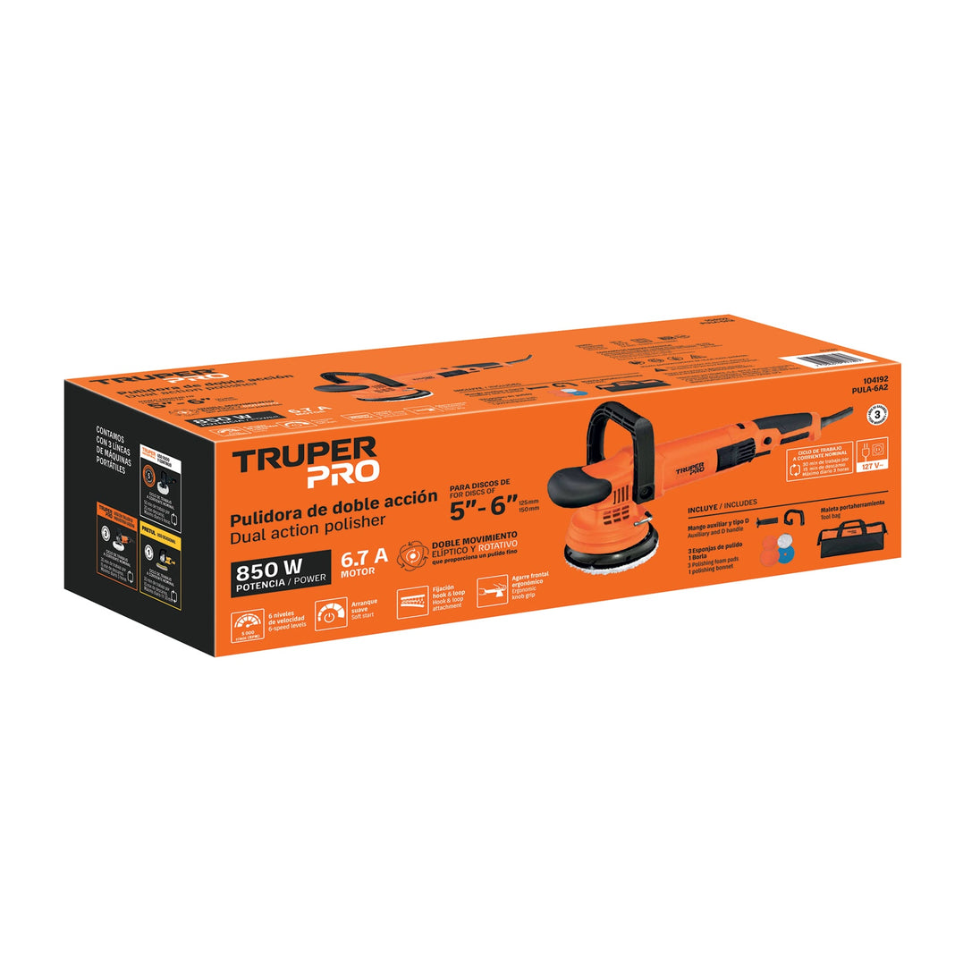 Pulidora Orbital Truper PULA-6A2 6.7A - Mango Abatible