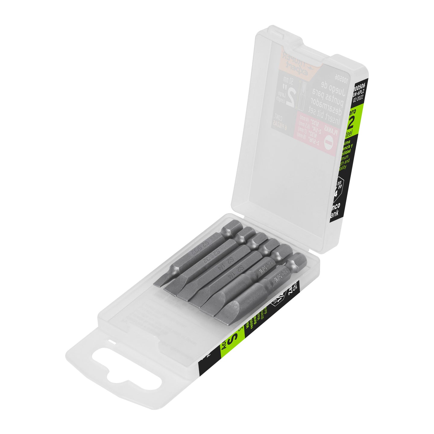 PUN-6PL2 Estuche con 6 puntas planas combinadas largo 2", Expert