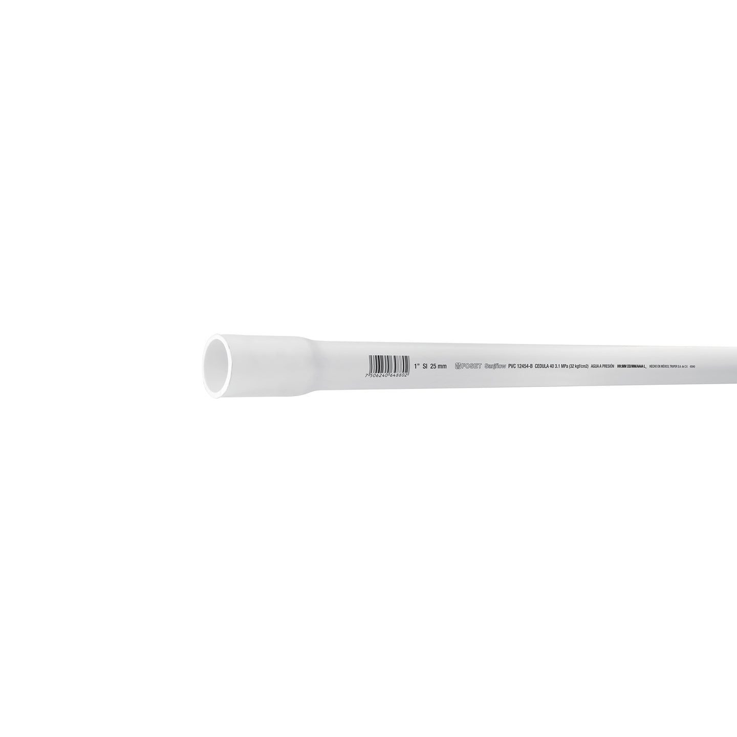 PVC-003 Tubo de 1" PVC hidráulico cédula 40, 3m, 1.4kg, FOSET