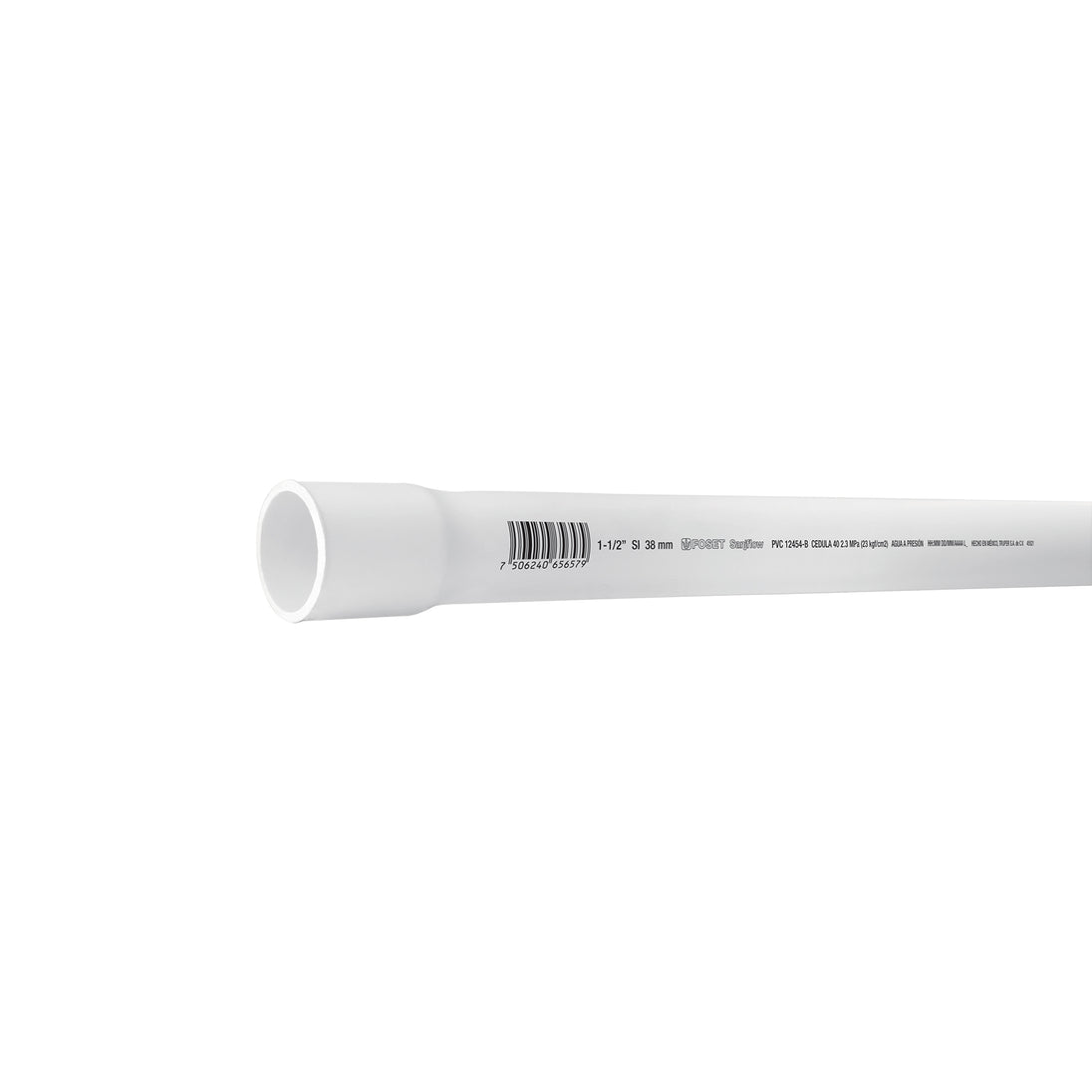 PVC-005 Tubo de 1-1/2" PVC hidráulico cédula 40, 3m, 2.3kg, FOSET