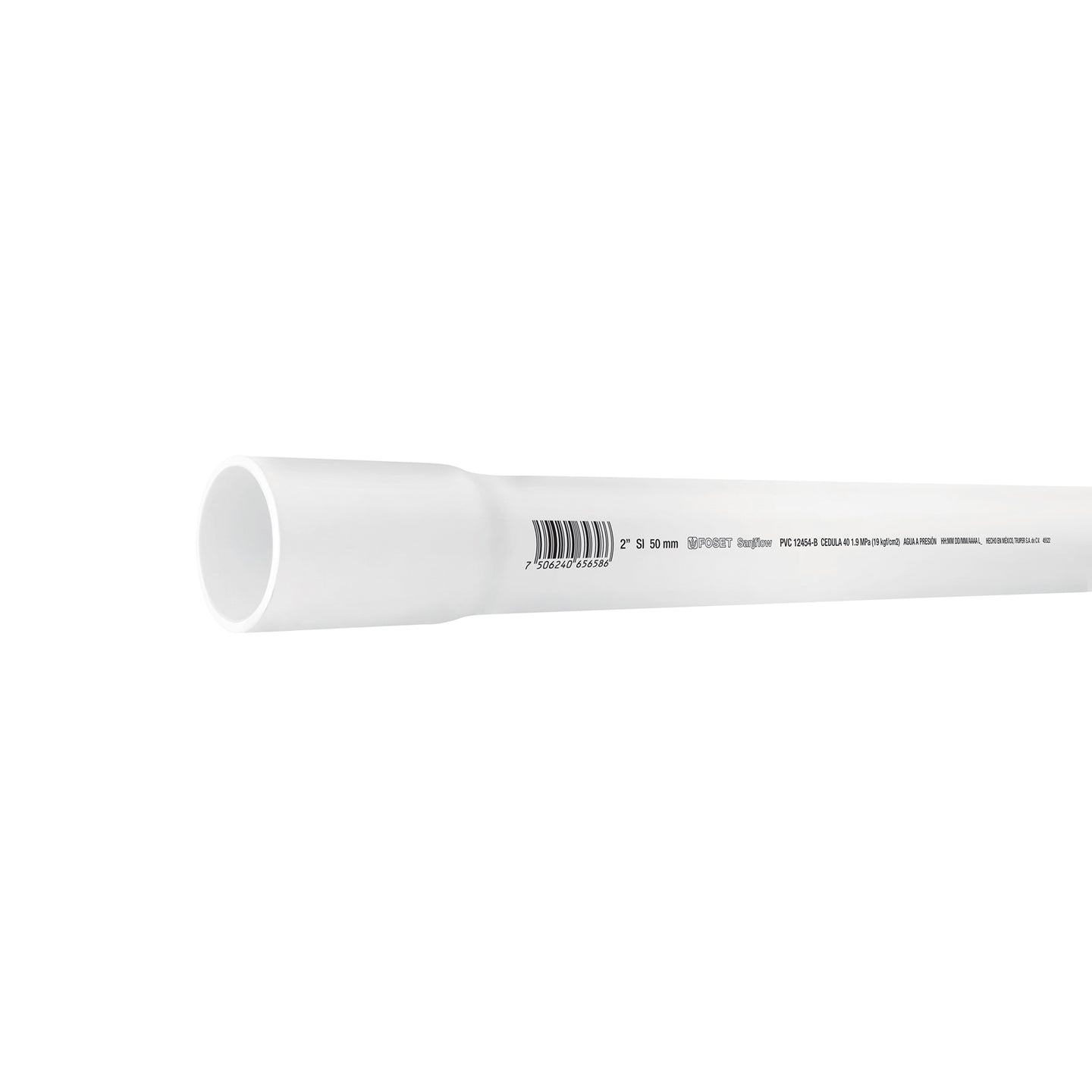 PVC-006 Tubo de 2" PVC hidráulico cédula 40, 3m, 3.1kg, FOSET