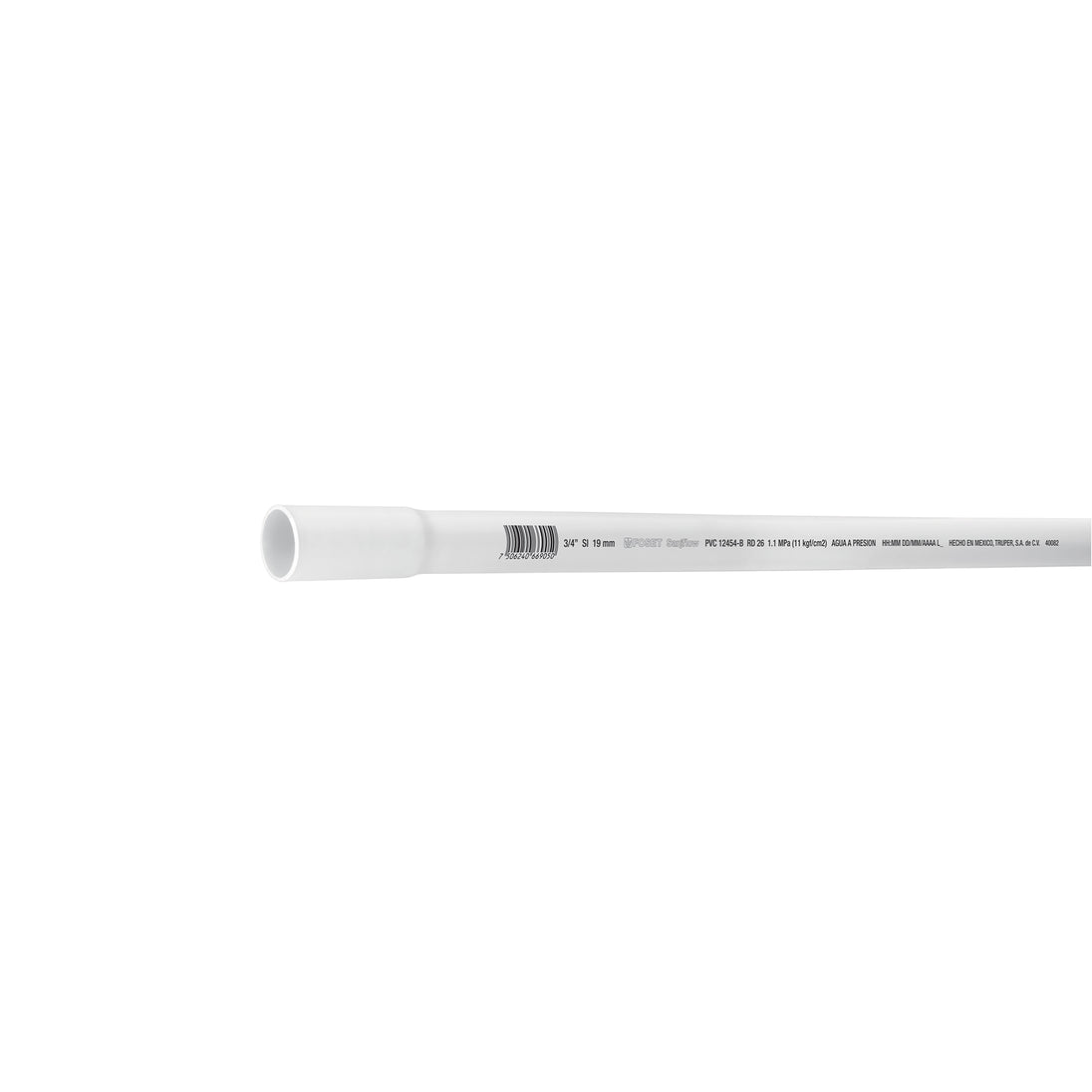 PVC-102 Tubo de 3/4" PVC hidráulico RD 26, 3m, 0.5kg, FOSET