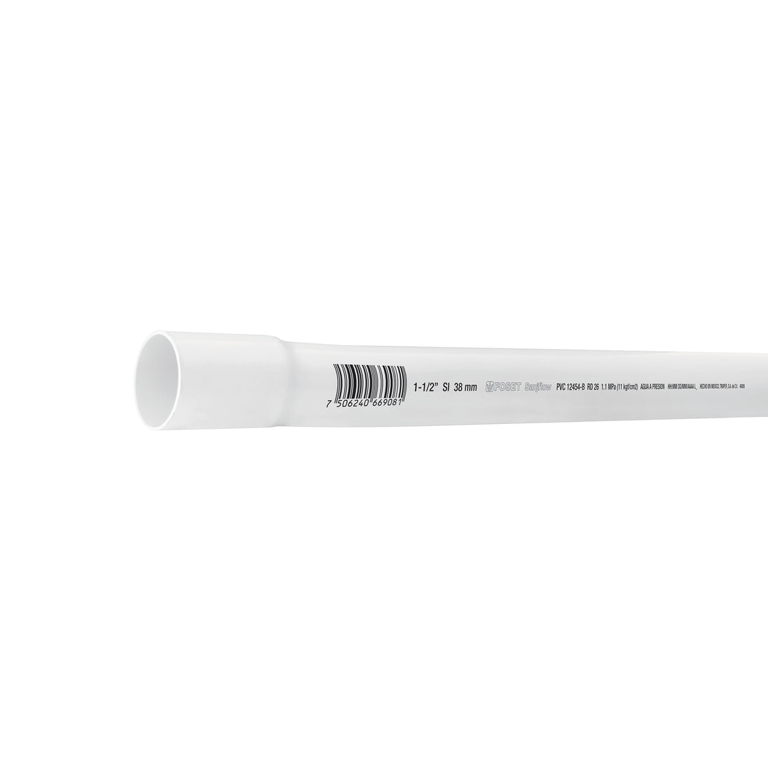 PVC-105 Tubo de 1-1/2" PVC hidráulico RD 26, 3m, 1.2kg, FOSET