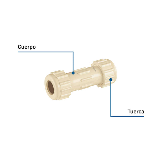 Cople de Compresión PVC Foset PVC-271, 1/2", 42 kgf/cm²