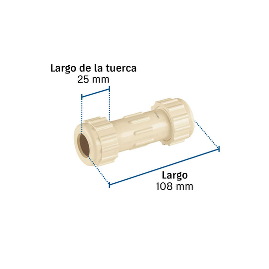 Cople de Compresión PVC Foset PVC-271, 1/2", 42 kgf/cm²