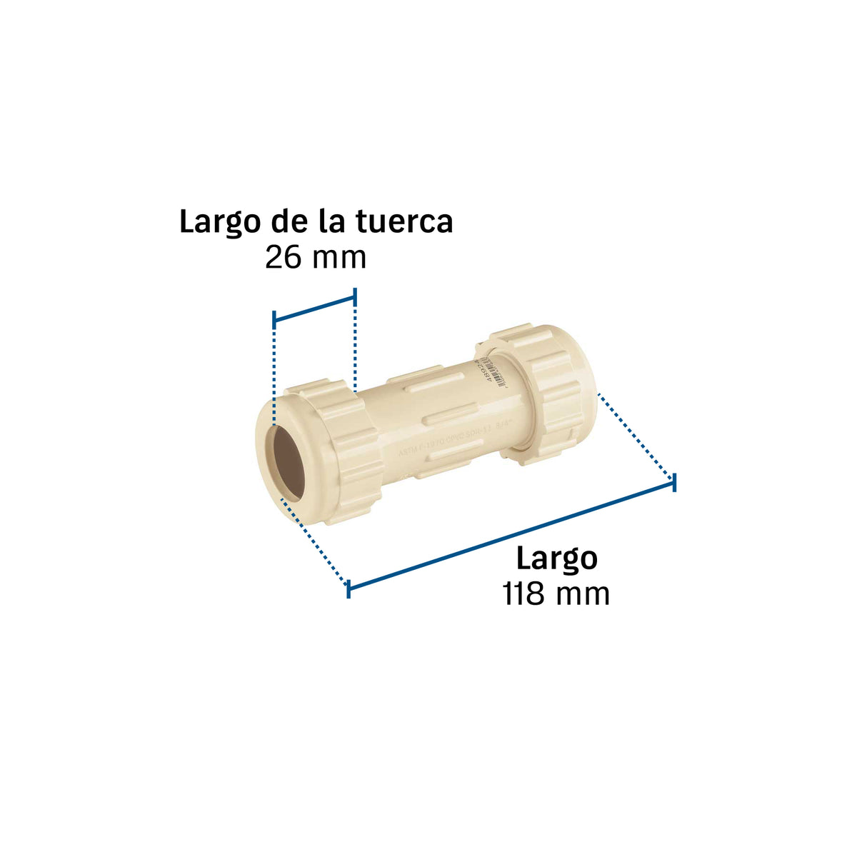 Cople de Compresión PVC Foset PVC-272, 3/4", 34 kgf/cm²