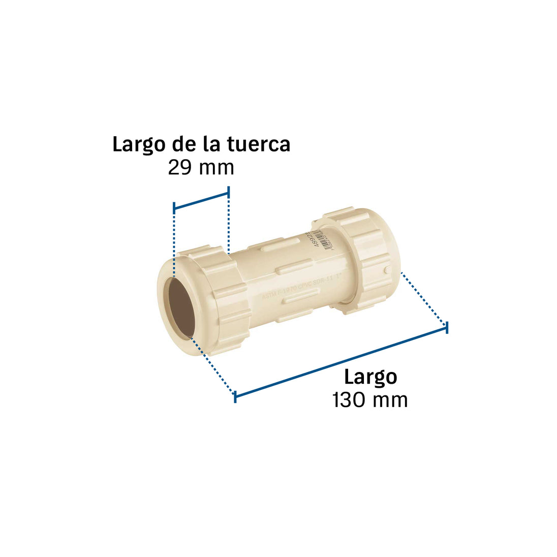 Cople de Compresión PVC Foset PVC-273, 1" (25 mm), Cédula 40