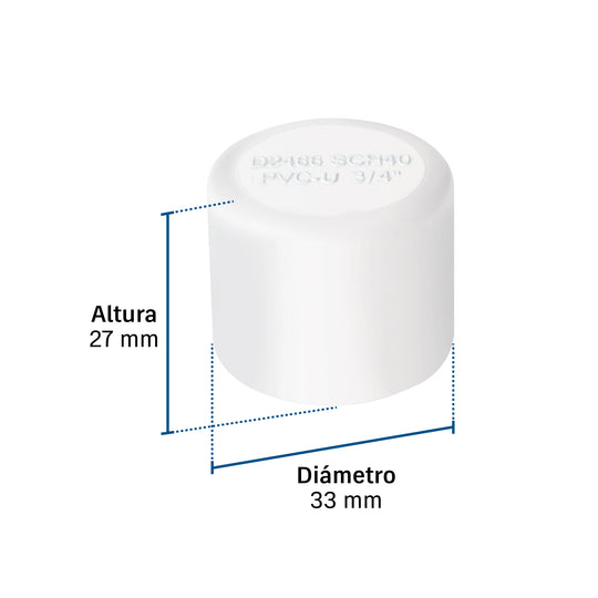 Tapón Hembra PVC Foset PVC-302, 3/4", Presión 34 kgf/cm²