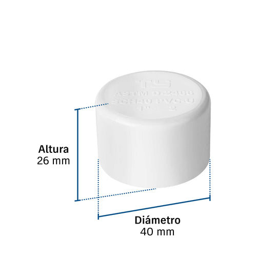 Tapón PVC Foset PVC-303, 1" NPT, Presión 32 kgf/cm²