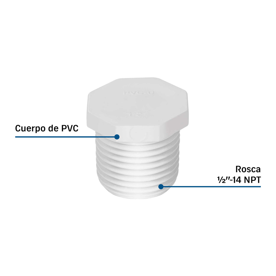 Tapón de PVC Foset PVC-311, 1/2", Presión 42 kgf/cm²