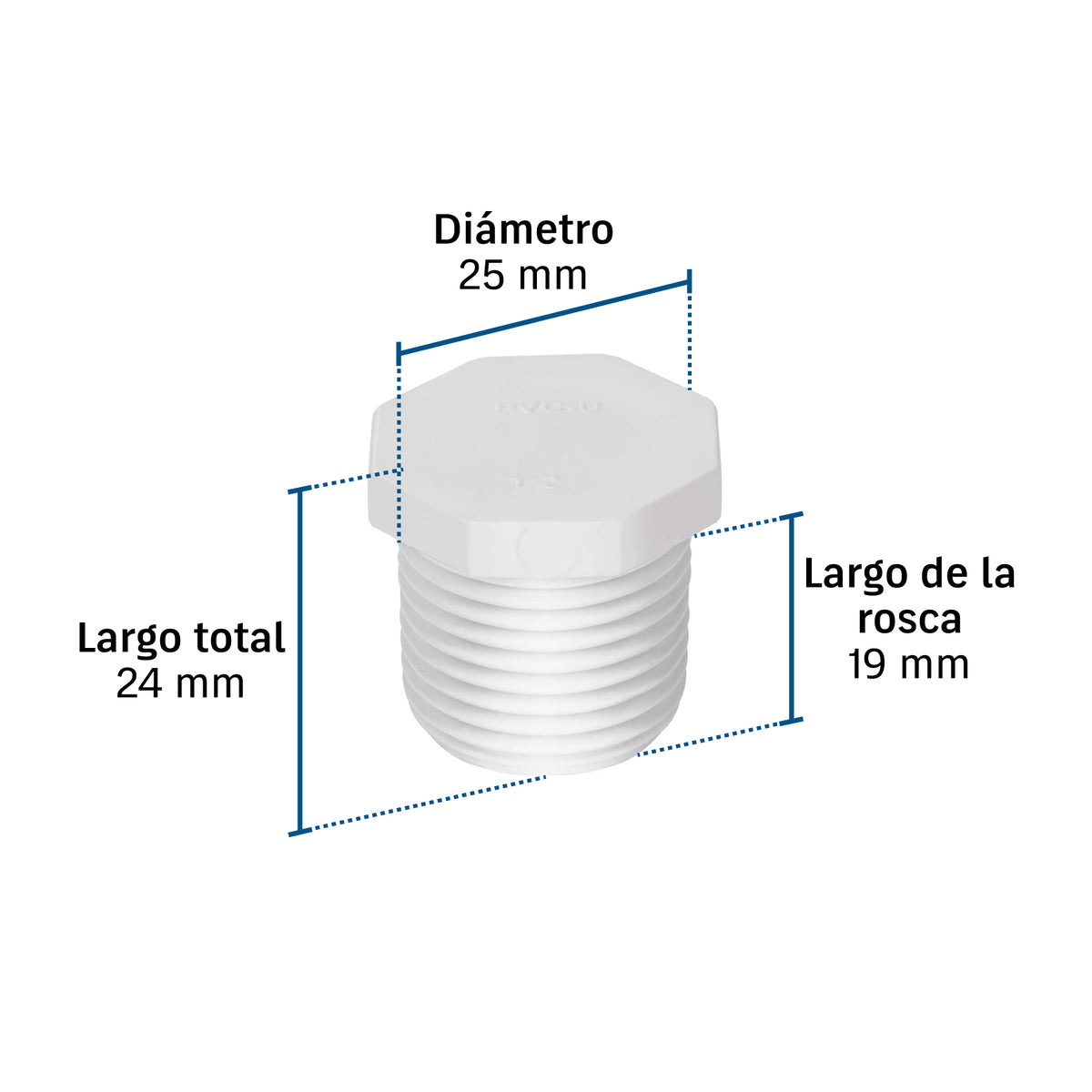 Tapón de PVC Foset PVC-311, 1/2", Presión 42 kgf/cm²