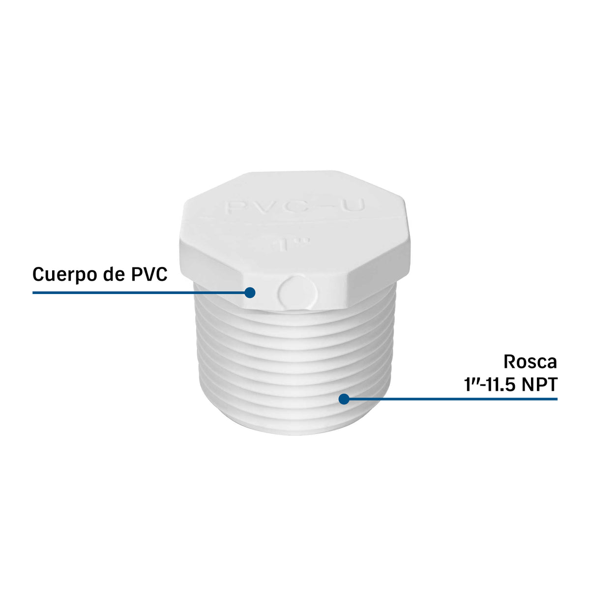 Válvula de Bola PVC Cédula 40 1" NPT Foset PVC-313 | 100 PSI
