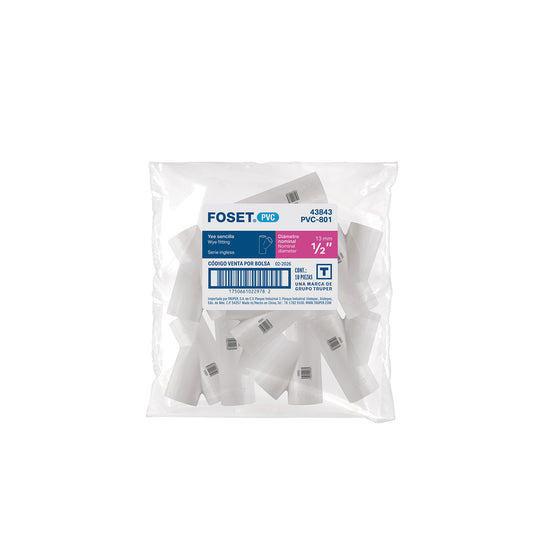 Yee Sencilla Foset PVC-801, 1/2", Presión 42 kgf/cm²