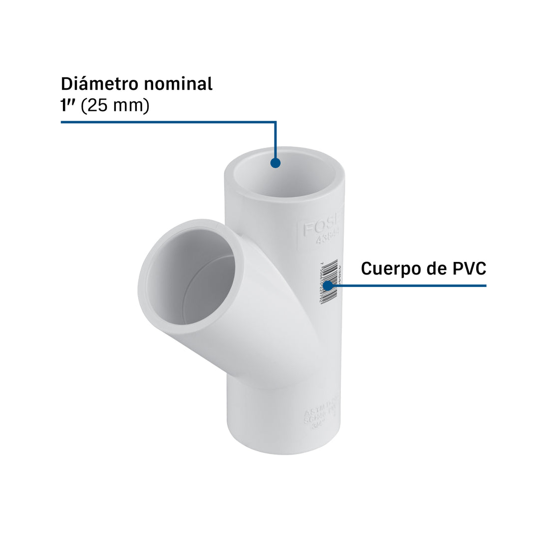 Válvula de Bola PVC 1" Cédula 40 Foset PVC-803 | 100 psi