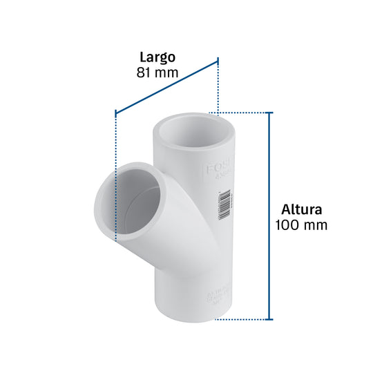 Yee Sencilla de PVC Foset PVC-803, 1" (25 mm), Presión 32 kgf/cm²