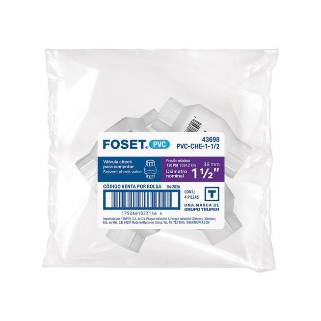 Válvula de Retención PVC Foset 1-1/2" | PVC-CHE-1-1/2