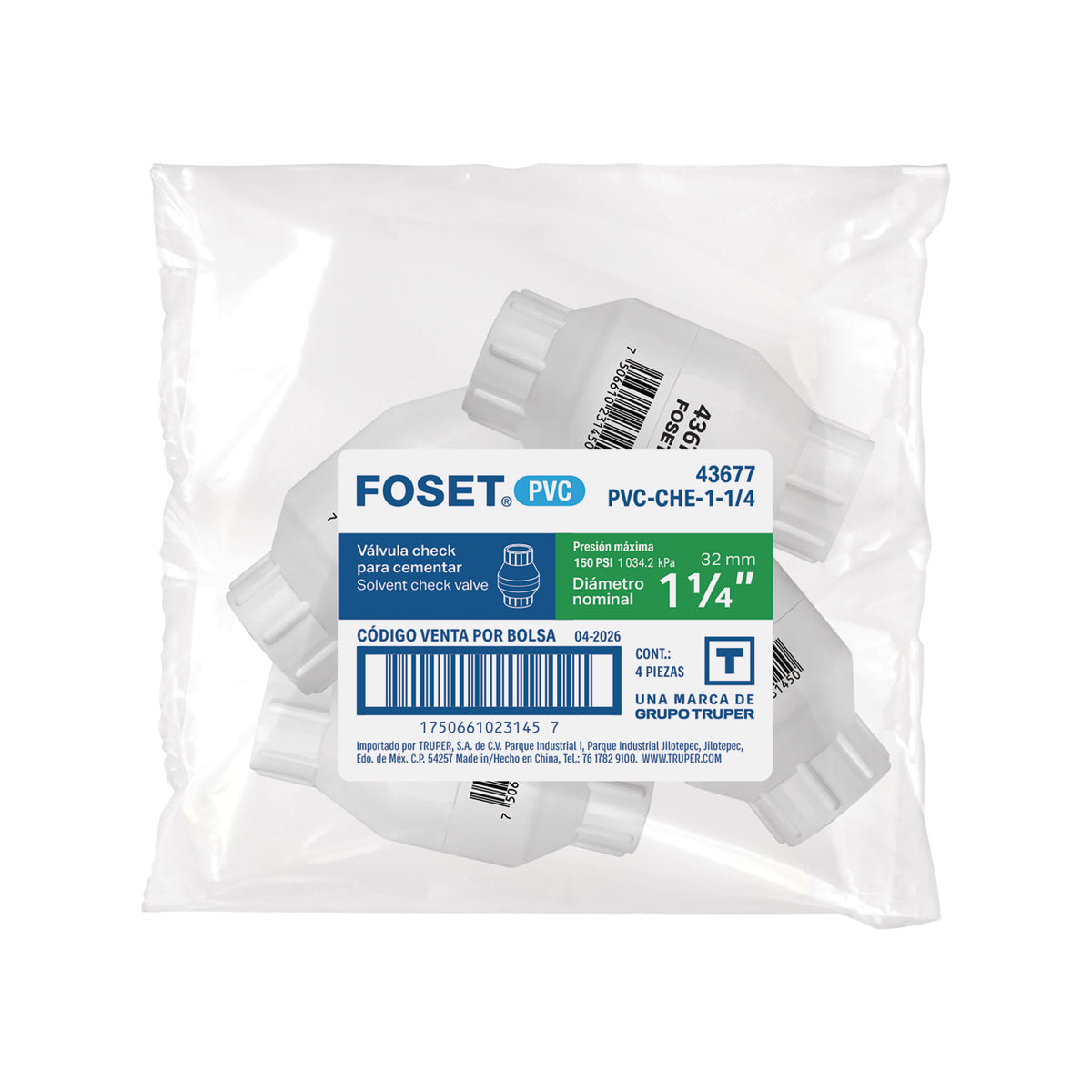 Codo PVC Foset 1-1/4" Sch 40 90° | PVC-CHE-1-1/4