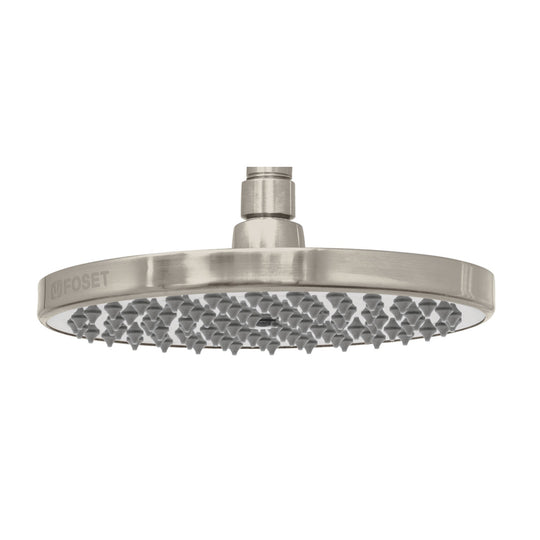 R-208SN Regadera satín 8" plato redondo, sin brazo, FOSET ELEMENT