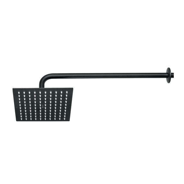 R-308M Regadera plato cuadrado 8" con brazo, negro, FOSET RIVIERA