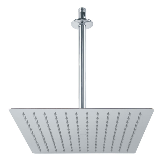 R-312 Regadera plato cuadrado 12" con brazo, cromo, FOSET RIVIERA