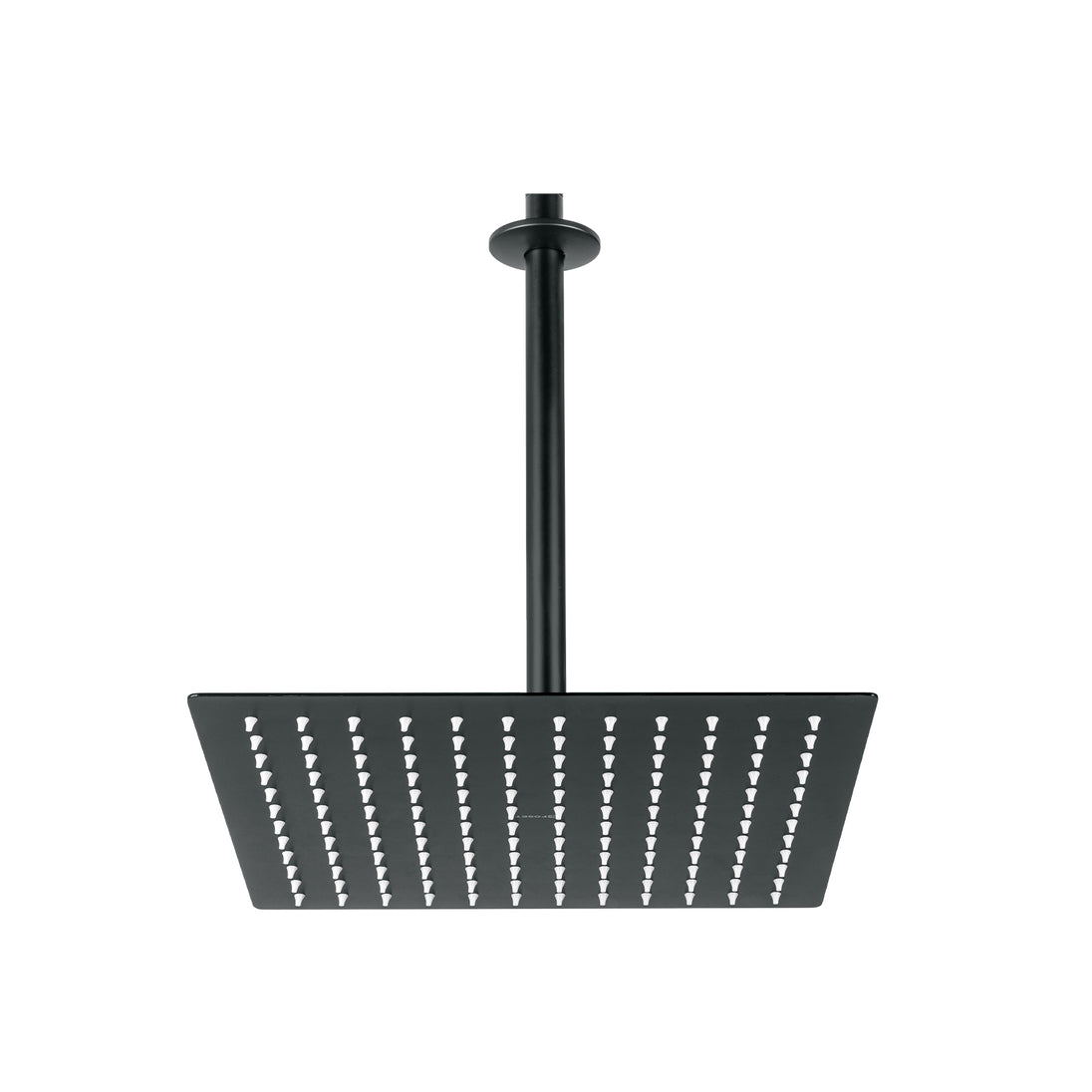 R-312M Regadera plato cuadrado 12" con brazo, negro, FOSET RIVIERA